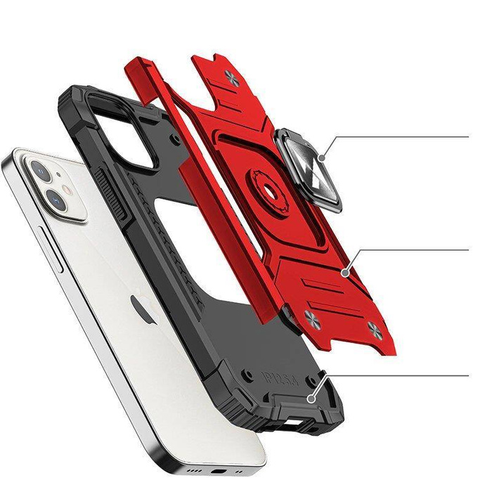Obal Wozinsky Ring Armor obal iPhone 14 Plus pancéřový kryt držák mag netic ring red Case