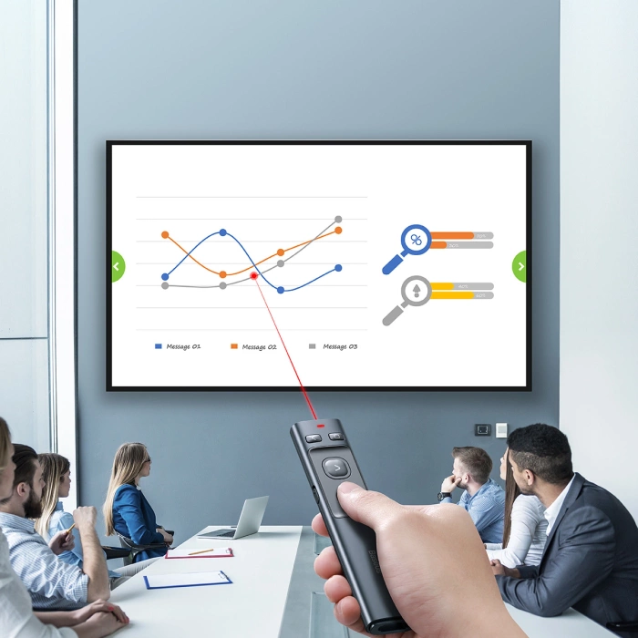 Baseus Orange Dot Multifunctional remote control for presentation, with a red laser pointer - gray