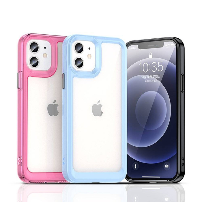 Custodia rigida Outer Space per iPhone 12 con cornice in gel blu