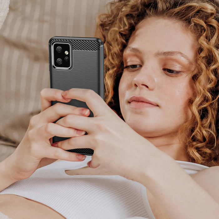 Carbon Case für Motorola Moto G Power 2023 flexible Silikon-Carbon-Hülle schwarz