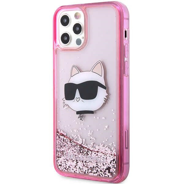 Cover Karl Lagerfeld KLHCP12MLNCHCP iPhone 12/ 12 Pro 6.1" rosa/rosa durocase Glitter Testa Choupette Case