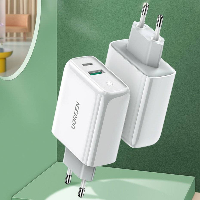 Ugreen Fast USB Type C / USB Wall Charger 36 W Quick Charge 4.0 Power Delivery white (60468 CD170)