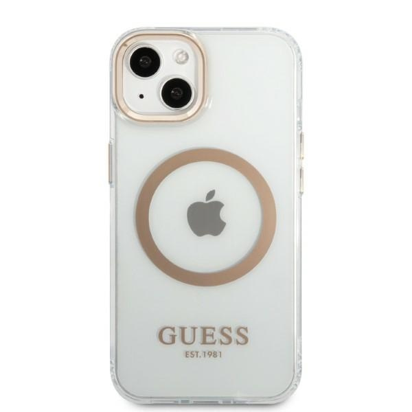 Case GUESS Apple iPhone 13 Metal Outline MagSafe Gold Hardcase