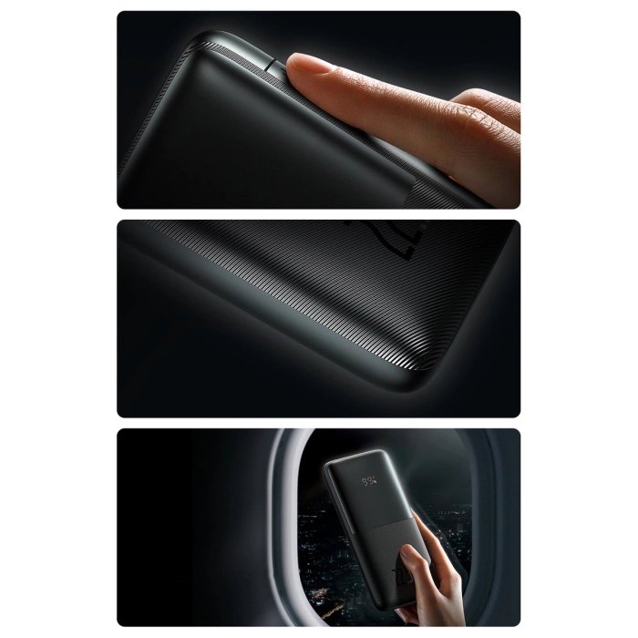 Baseus Bipow Pro Power Bank 10000mAh 20W schwarz mit USB Typ A - USB Typ C 3A 0,3m Kabel (PPBD040201)
