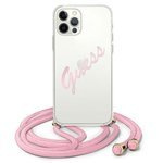 Hülle GUESS Apple iPhone 12 12 Pro Script Vintage GUHCP12MCRTVSPI Rosa Hartschale