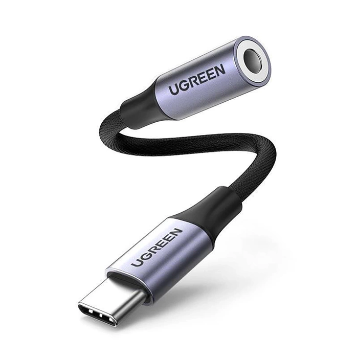 Ugreen AV161 Adapter für Kopfhörer Miniklinke 3,5 mm (weiblich) / USB-C (männlich) 10 cm – Grau
