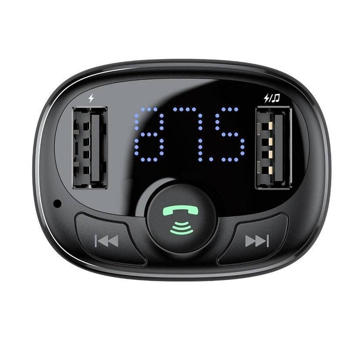 Transmetteur FM Baseus T Typed Bluetooth 2xUSB MicroSD Noir