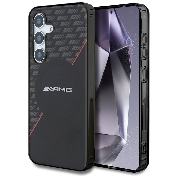 Etui AMG Double Layer Rhombs MagSafe do   Samsung Galaxy S25 czarno-czerwony