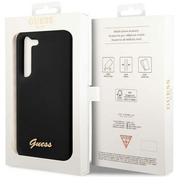 Coque Guess GUHCS23SSLSMK S23 S911 noir/noircase Silicone Vintage Gold Logo Case
