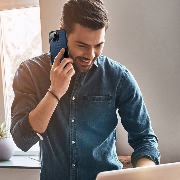 Custodia Dux Ducis Fino per iPhone 14 Pro in nylon blu