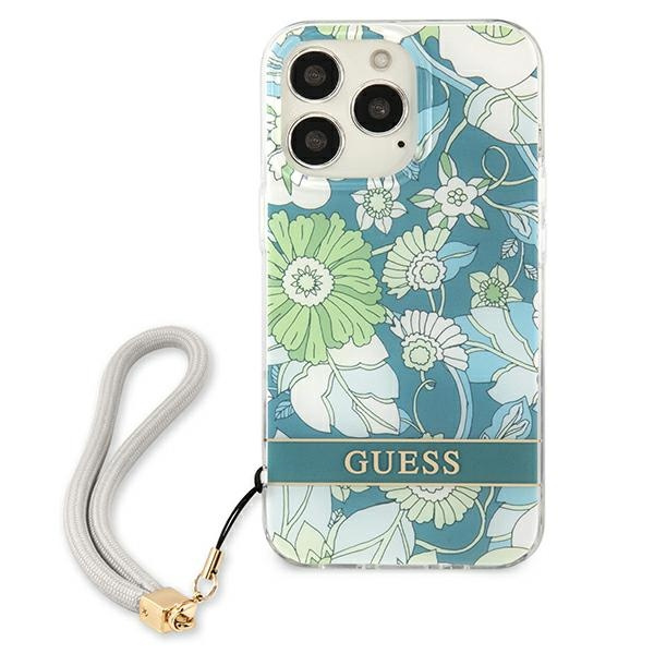 Hülle GUESS Apple iPhone 13 13 Pro Flower Strap Grün Hartcase
