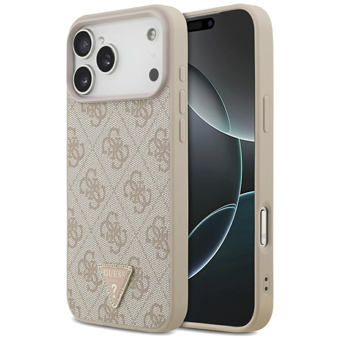 Etui Guess Leather 4G Triangle Strass    MagSafe do iPhone 17 Pro Max różowy