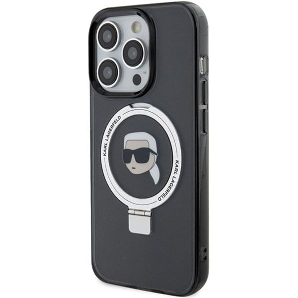 Case Karl Lagerfeld KLHMP15LHMRSKHK iPhone 15 Pro 6.1" black/black hardcase Ring Stand Karl Head MagSafe Case