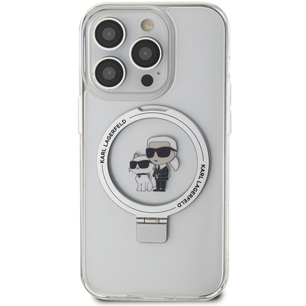 Etui Karl Lagerfeld KLHMP14XHMRSKCH iPhone 14 Pro Max 6.7" biały/white hardcase Ring Stand Karl&Choupettte MagSafe Case