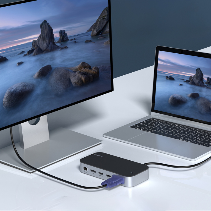 HUB Choetch M52 USB-C - USB-C PD/USB-C/USB-A/HDMI/VGA/DP/SD/TF/RJ45/AUX - gris