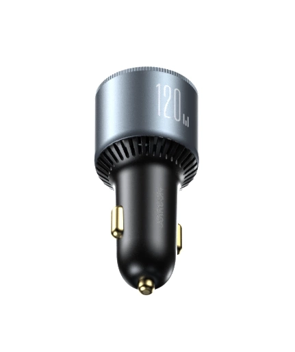 Joyroom JR-CCN07 caricabatteria da auto 120W 2xUSB-C Cavo USB-A + USB-C 100W - grigio scuro