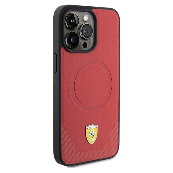 Etui Ferrari FEHMP15LPTER iPhone 15 Pro 6.1" czerwony/red hardcase Carbon Metal Logo MagSafe Case