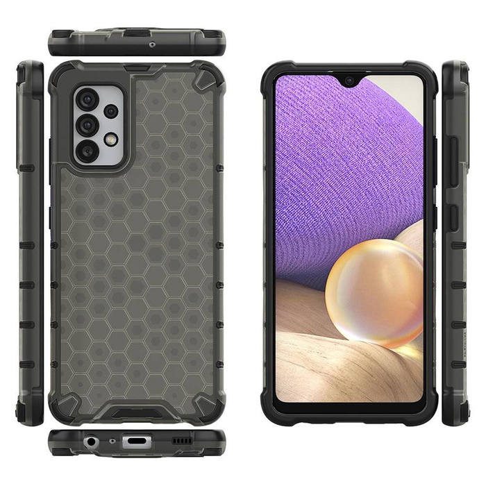 Cover blindata a nido d&#39;ape con cornice in gel per Samsung Galaxy A03s (166.5) nera