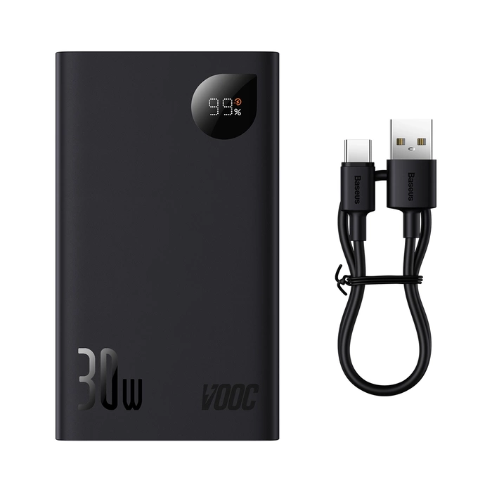 Baseus Adaman2 Powerbank mit bildschirmem digital 20000mAh 30W 2 x USB / 1x USB Typ C Power Delivery Quick Charge SCP, Oppo Super VOOC schwarz (PPAD050101)