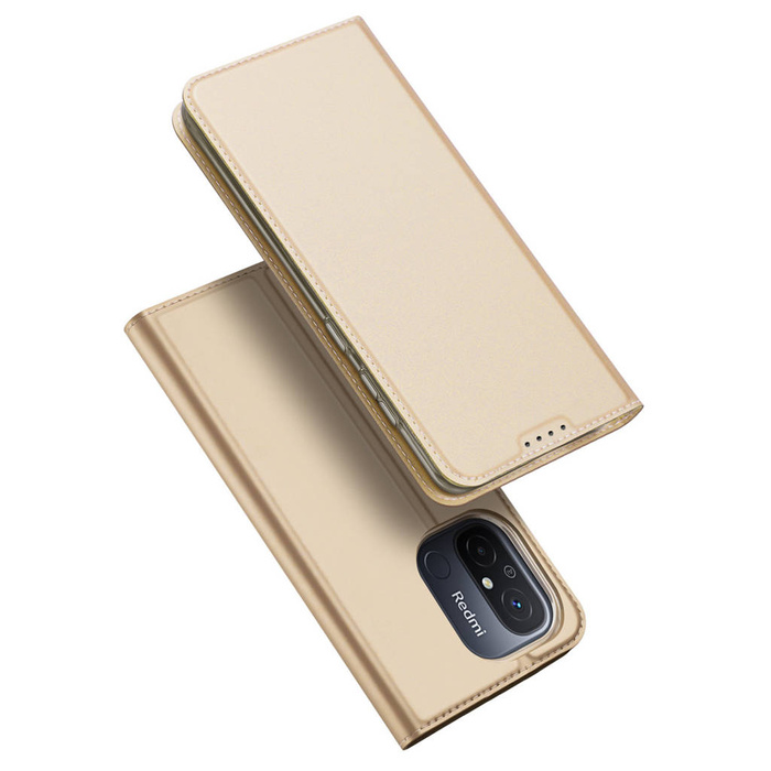 Dux Ducis Skin Pro Case pro Xiaomi Redmi 11A / Poco C55 / Redmi 12C Cover Flip Card Wallet Stand Gold