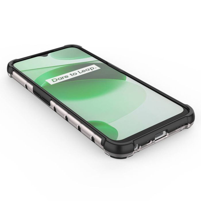 Honeycomb case armored cover with a gel frame Realme C35 transparent
