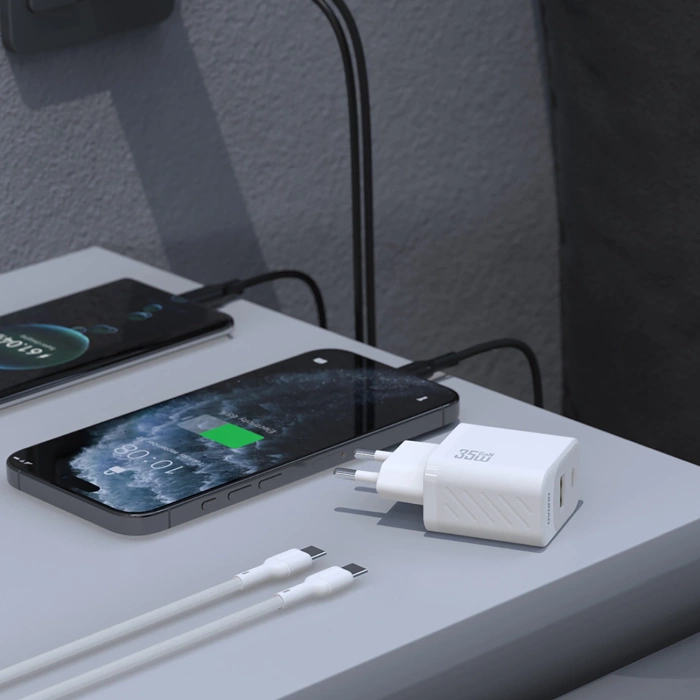 Dudao A27 MaxC 35W GaN Wall Charger + USB-C Cable - White