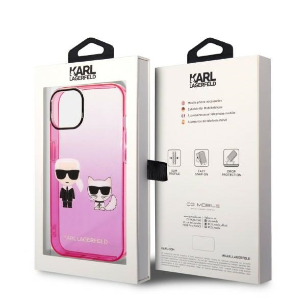 Karl Lagerfeld KLHCP14MTGKCP iPhone 14 Plus 6,7" hartcase rosa/rosa Farbverlauf Ikonik Karl & Choupette