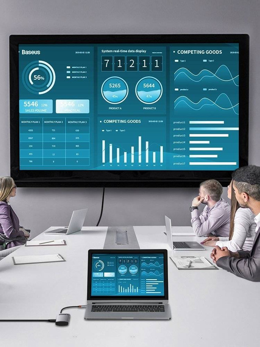 Baseus Metal Gleam 4v1 multifunkční HUB USB Typ C - USB Typ C Napájení 100 W / HDMI 4K 30 Hz / USB 3.2 Gen 1 / USB 2.0 (CAHUB-CY0G)