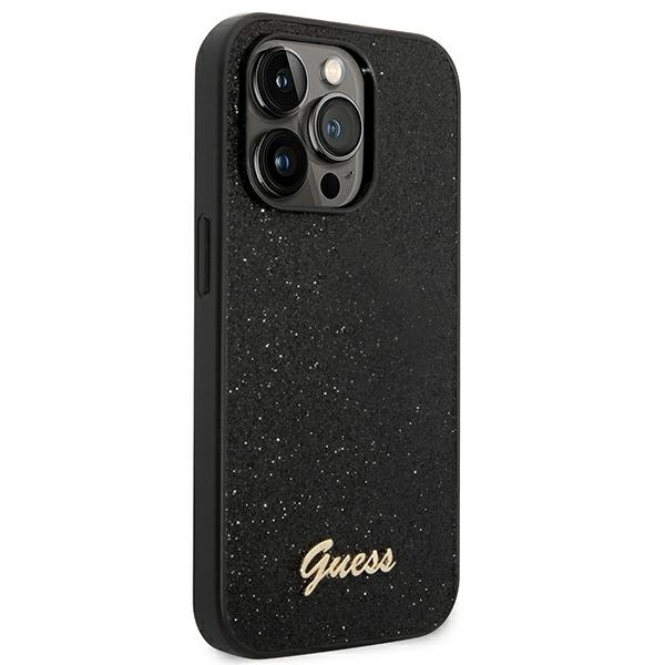 Hülle Guess iPhone 14 Pro Max 6,7" schwarz/schwarz hart case Glitter Schrift