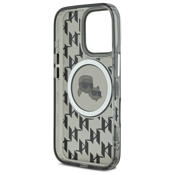 Etui Karl Lagerfeld iPhone 16 Pro 6.3" czarny/black IML Monogram Karl&Choupette Head MagSafe