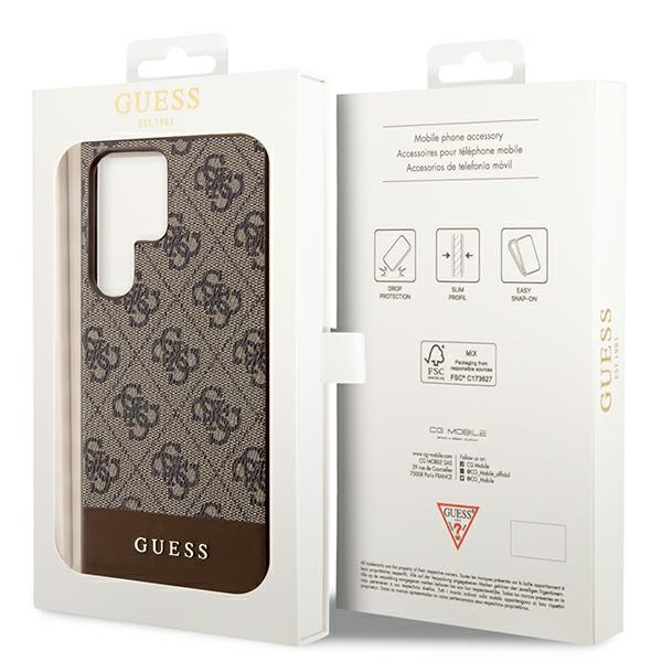 Coque Guess GUHCS23LG4GLBR S23 Ultra S918 marron/marron durcase 4G Stripe Collection Case