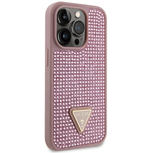 Cover Guess GUHCP14LHDGTPP iPhone 14 Pro 6.1" rosa/rosa durocase Triangolo con strass Case