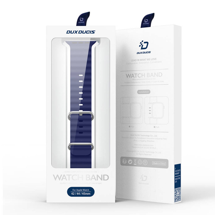 Cinturino per Watch Dux Ducis Cinturino 8/7/6/5/4/3/2 / SE (41/40 / 38mm) Cinturino in silicone blu navy (versione OceanWave)