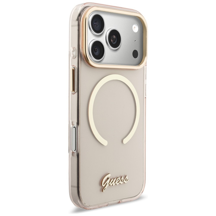Etui Guess IML Script Metal MagSafe do   iPhone 17 Pro różowy