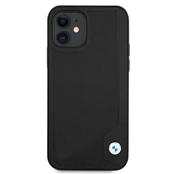 BMW Hülle Apple iPhone 12 Mini Leder Deboss Schwarz Hardcase