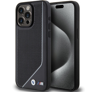 Coque Bmw Bmhmp15x23pucpk IPhone 15 Pro Max 6.7" Black/Black Hardcase Perforated Twisted Line MagSafe Case