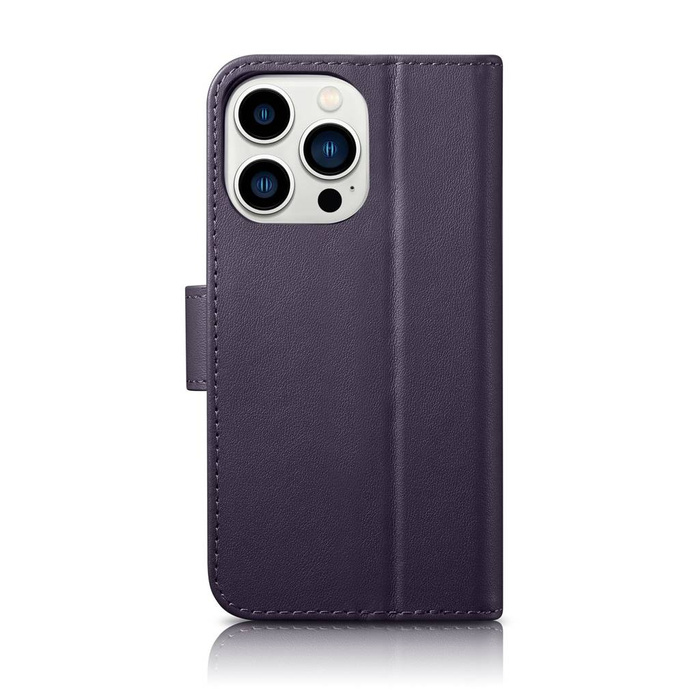 iCarer Wallet Case 2in1 iPhone 14 Pro Flip Leather Cover Anti-RFID dark purple (WMI14220726-DP)