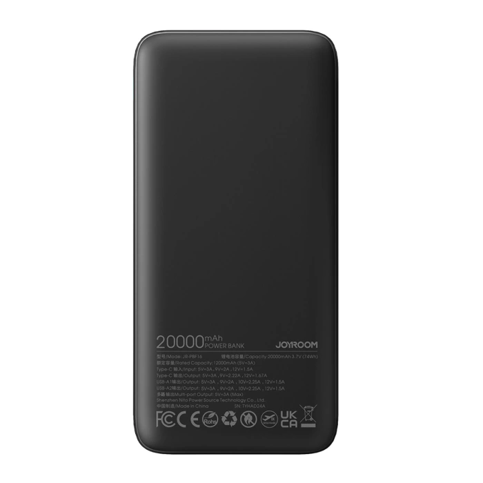 Powerbank Joyroom JR-PBF16 20000mAh USB-C USB-A 22.5W - czarny