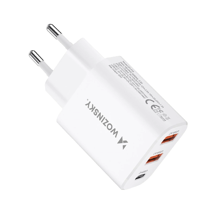 Chargeur mural Wozinsky CWCUCW 30W USB-C / 2 x USB-A - blanc