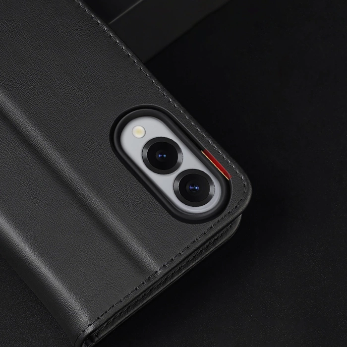 Dux Ducis Hivo Samsung Galaxy S25 Edge Hülle mit Klappdeckel und RFID-Schutz - Schwarz