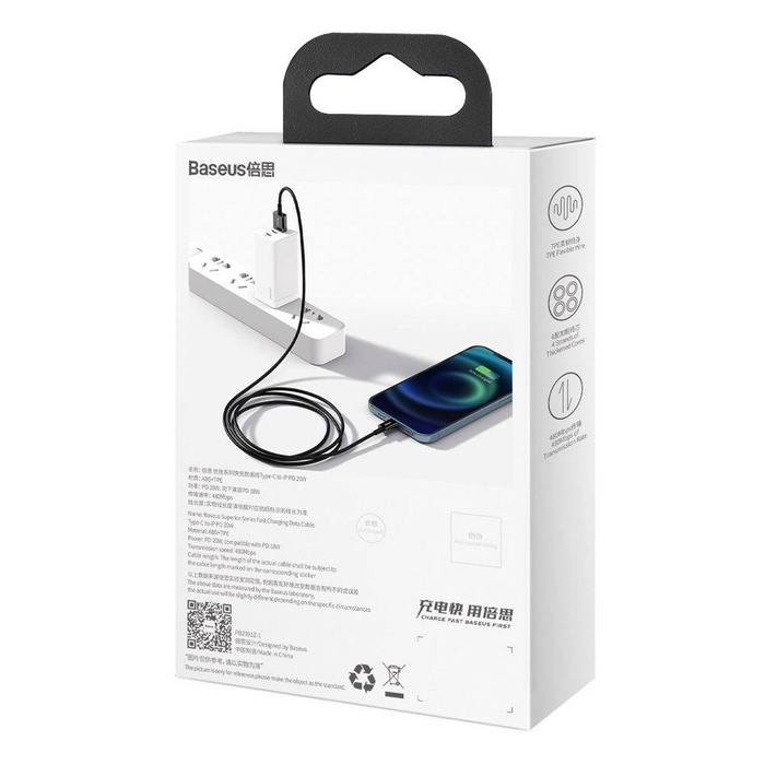 Baseus Superior USB - Lightning Schnelllade-Datenkabel 2,4 A 2 m schwarz (CALYS-C01)
