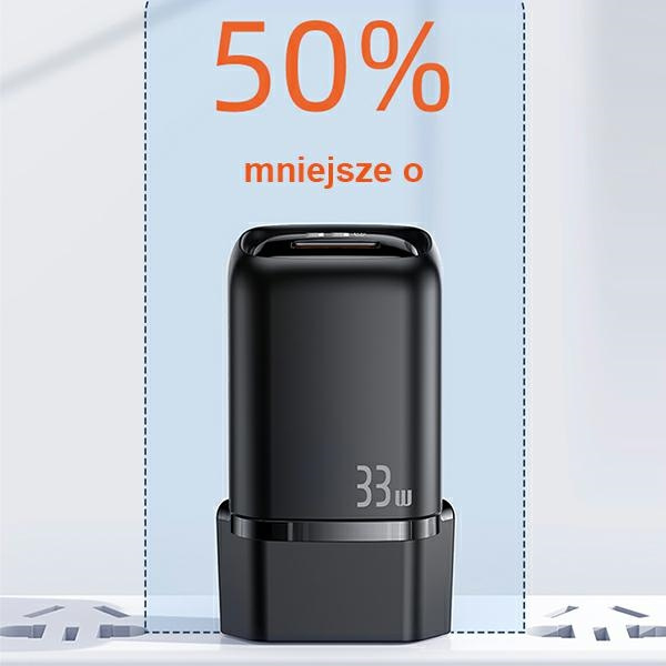 USAMS-Netzaufladung. 1xUSB-C+1xUSB T46 33W PD3.0 +QC3.0 Fast Charging +kabel U63 USB-C/Lightning schwarz/schwarz UDTZ01