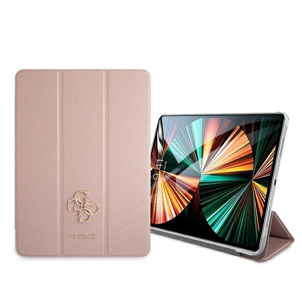 Coque GUESS Apple iPad Pro 12.9 2021 Etui à livre Collection Saffiano rose