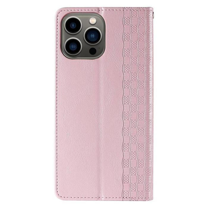 Custodia con cinturino magnetico Custodia per iPhone 14 Plus Flip Wallet Mini Lanyard Stand Rosa