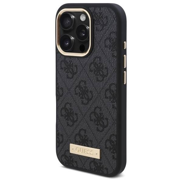 Etui Guess iPhone 16 Pro 6.3" czarny/black hardcase 4G Logo Plate MagSafe