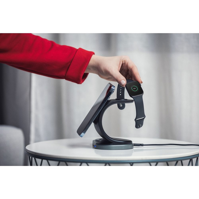 Forcell charger inductive Qi 3in1 15W WC12 supports charging from MagSafe black