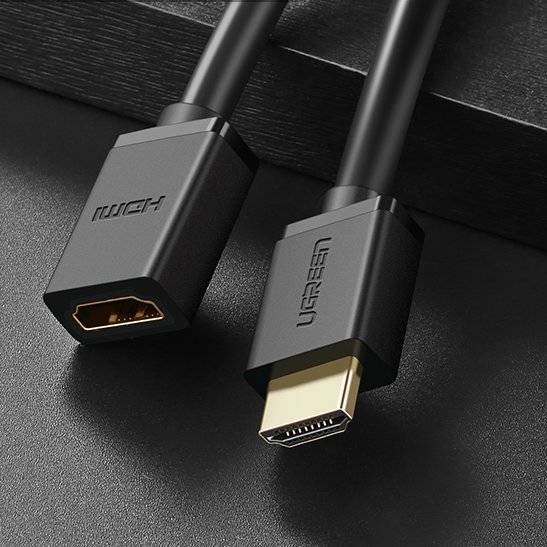 Ugreen câble cordon adaptateur prise Rallonge HDMI (femelle) - HDMI (mâle) 4K 10,2 Gbps 340 Mhz audio ethernet 0,5 m noir (HD107 10140)
