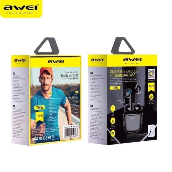 AWEI Bluetooth 5.0 T26 TWS Headphones Docking Station Black