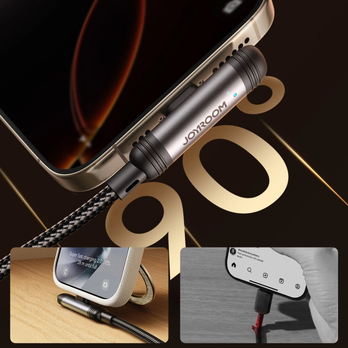 Joyroom S-A56 EnjoyX Series 90° USB-A - Lightning 3A cable 1.2m - black
