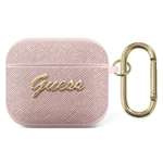 Guess GUA3SASMP AirPods 3 couverture rose / rose Saffiano Script Metal Collection